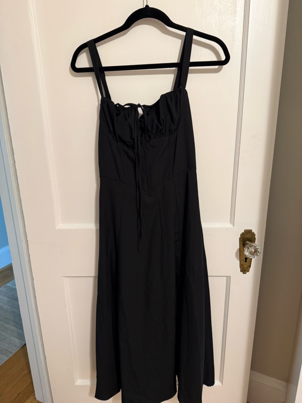 Black Midi Tie-Front Sundress